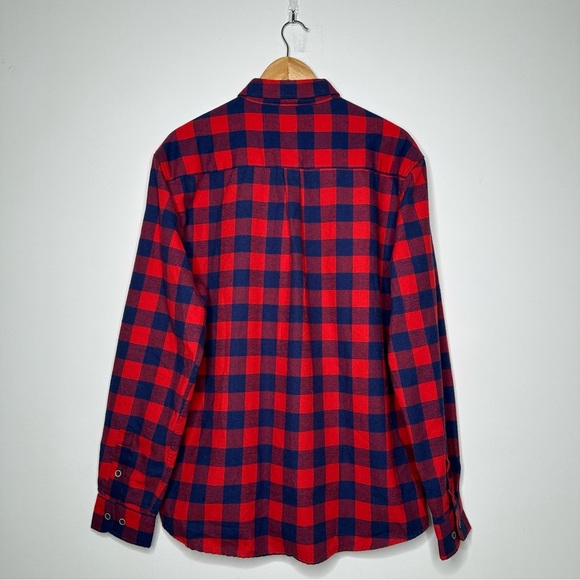 RUE SAINT-PATRICK Men’s Red Navy Plaid Flannel Shirt Size XL - Picture 7 of 7